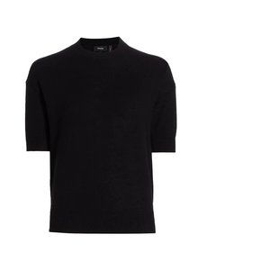 THEORY  Textured Cashmere Short Sleeve Easy Pull Over Sweater,  Small